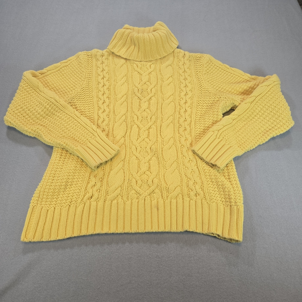 Lauren Jeans Co Ralph Lauren Sweater Womens XL Yellow Cable Knit Turtleneck
